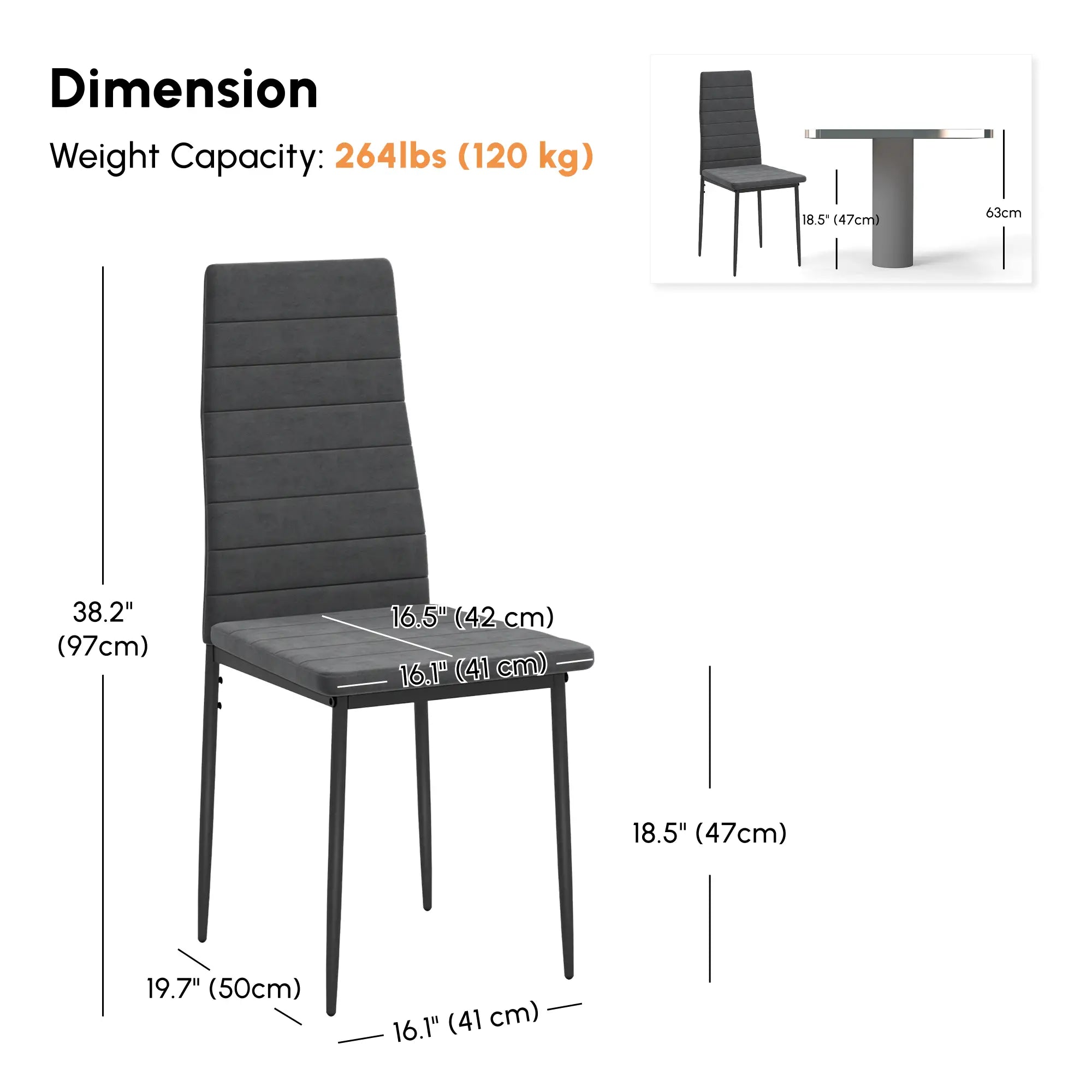 Modern Dining Chairs, Set of 4, High Back Upholstery, Metal Legs, Grey Dining Chairs at Gallery Canada