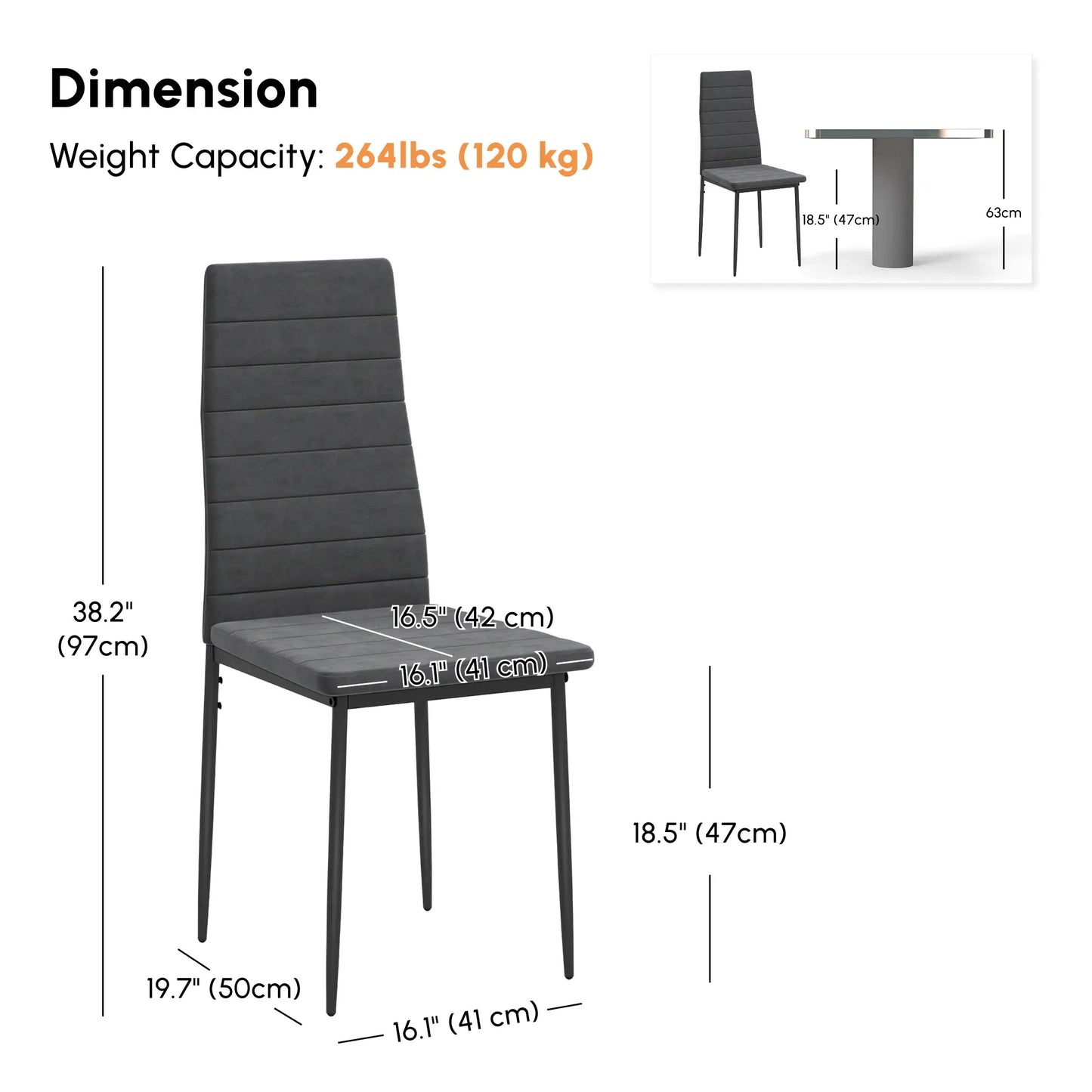 Modern Dining Chairs, Set of 4, High Back Upholstery, Metal Legs, Grey Dining Chairs at Gallery Canada