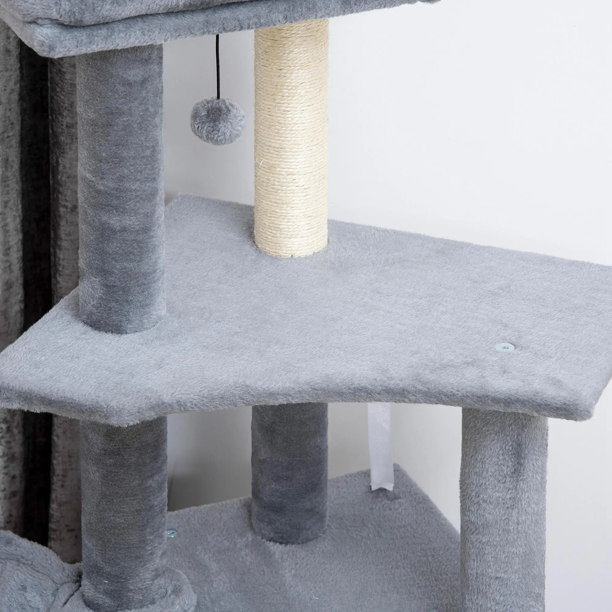 50 Inch Cat Tree, Multi-Level Tower with Sisal Posts, Ramp, Bed, Condo, Hammock, Toy Ball, Grey Cat Towers at Gallery Canada