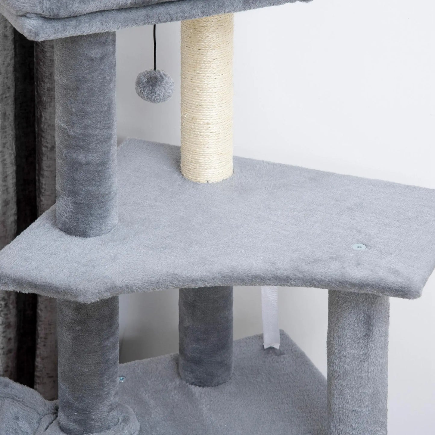 50 Inch Cat Tree, Multi-Level Tower with Sisal Posts, Ramp, Bed, Condo, Hammock, Toy Ball, Grey Cat Towers at Gallery Canada