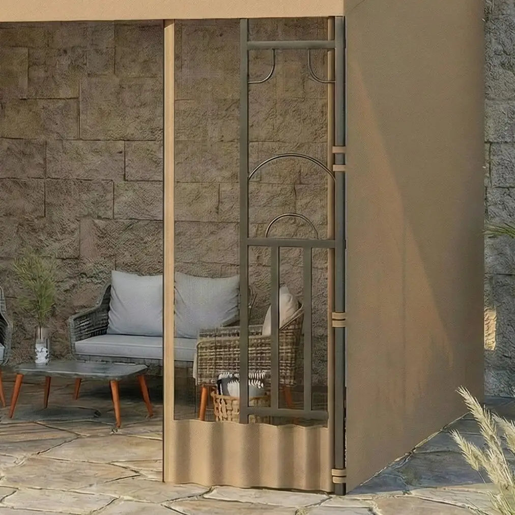 10' x 10' Wall Pergola, With Curtains and Nettings, Khaki Pergolas at Gallery Canada