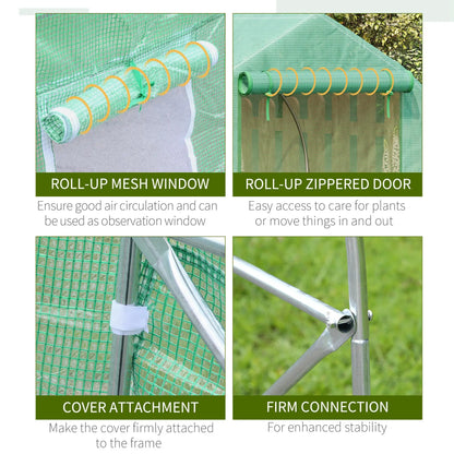 15' x 10' x 7' Walk-In Greenhouse, Steel Frame, Roll Up Door, Green Walk In Greenhouses at Gallery Canada