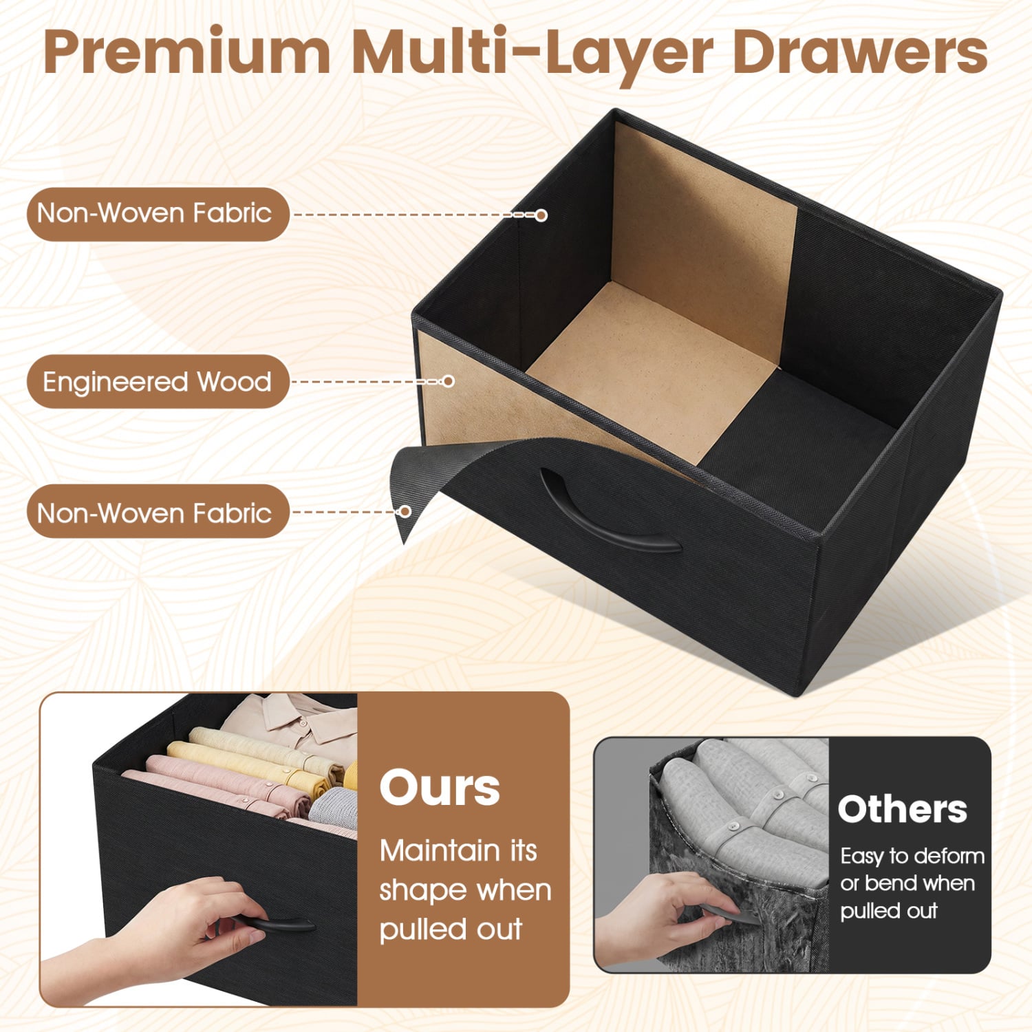 Fabric Drawer Nightstand, Dark Black, Black Dressers & Chests at Gallery Canada