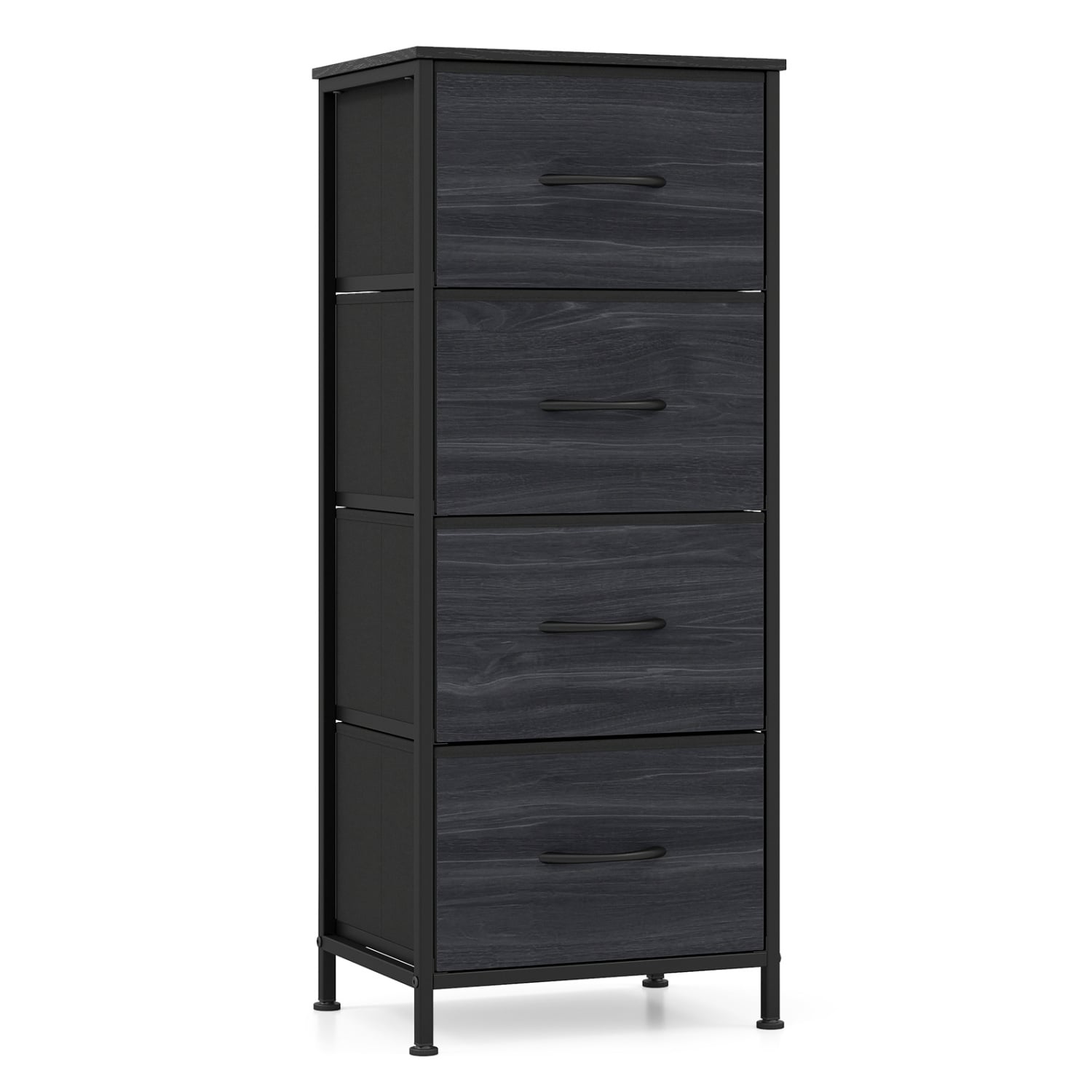 4 Fabric Drawer Dresser Nightstand, Charcoal Black Dressers & Chests Black Wood Grain at Gallery Canada