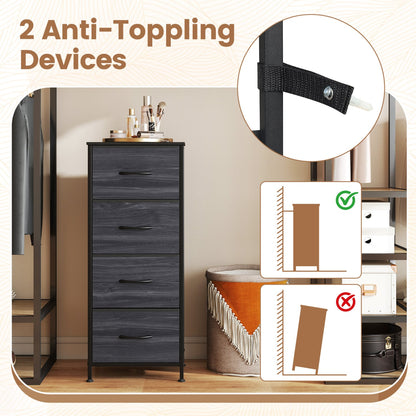 4 Fabric Drawer Dresser Nightstand, Charcoal Black Dressers & Chests at Gallery Canada