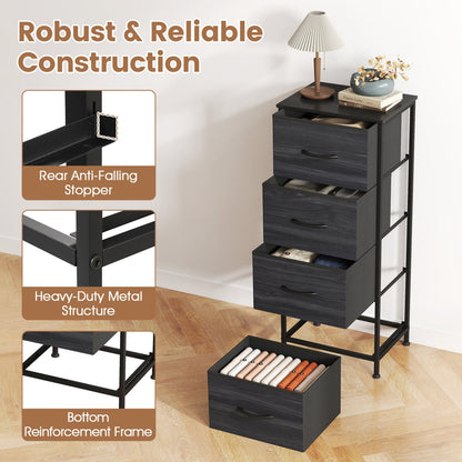 4 Fabric Drawer Dresser Nightstand, Charcoal Black Dressers & Chests at Gallery Canada