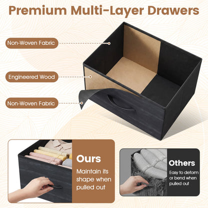 4 Fabric Drawer Dresser Nightstand, Charcoal Black Dressers & Chests at Gallery Canada