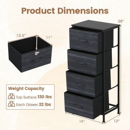 4 Fabric Drawer Dresser Nightstand, Charcoal Black Dressers & Chests at Gallery Canada