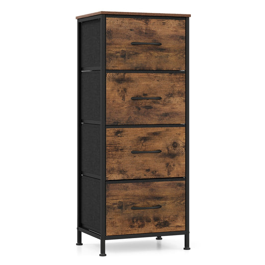 Rustic Dresser Nightstand, 4 Fabric Drawers, Metal Frame, Brown Dressers & Chests Rustic Brown at Gallery Canada