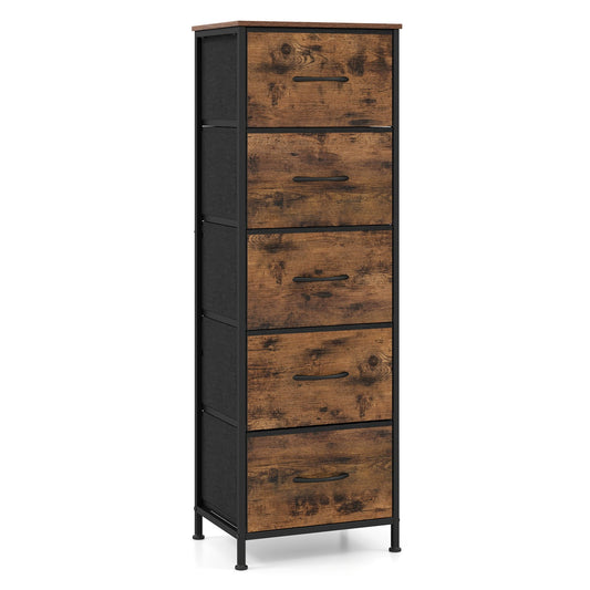 5 Fabric Drawer Dresser Nightstand, Rustic Brown Dressers & Chests Rustic Brown at Gallery Canada