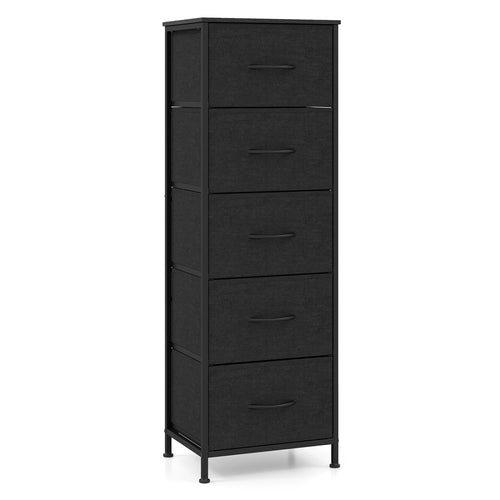 5 Drawer Dresser Nightstand, Black