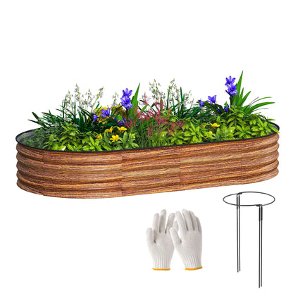 6' x 3' x 1' Lit de jardin surélevé en métal galvanisé, Bac à plantes extérieur marron, Marron