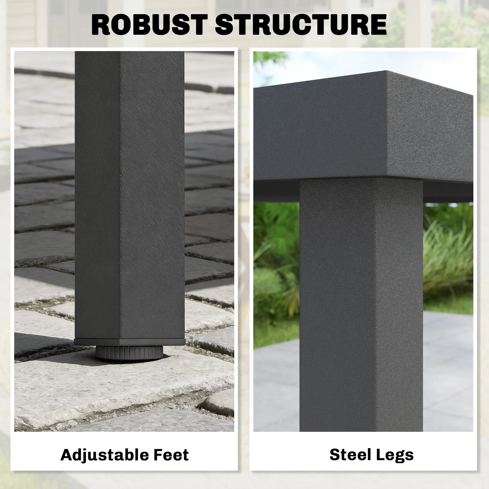 Rectangular Patio Table For 6, Wood-Plastic Composite Top, Steel Frame, Grey Patio Dining Tables at Gallery Canada