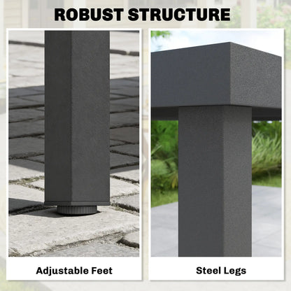 Rectangular Patio Table For 6, Wood-Plastic Composite Top, Steel Frame, Grey Patio Dining Tables at Gallery Canada