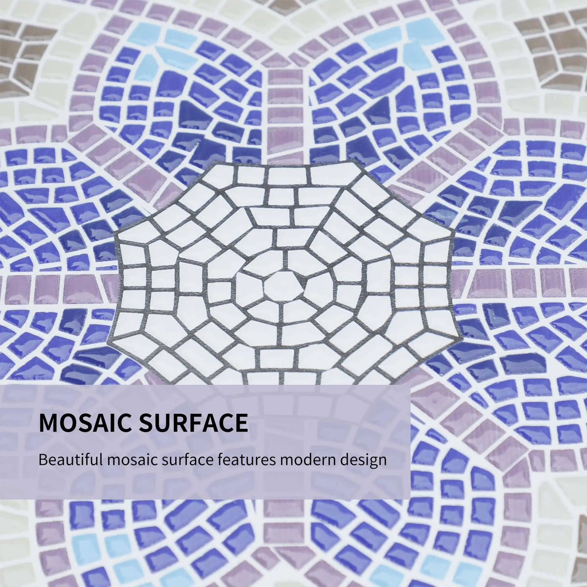 23.6" Mosaic Round Patio Table, Ceramic Tabletop, Multicolor Patio Side Tables at Gallery Canada