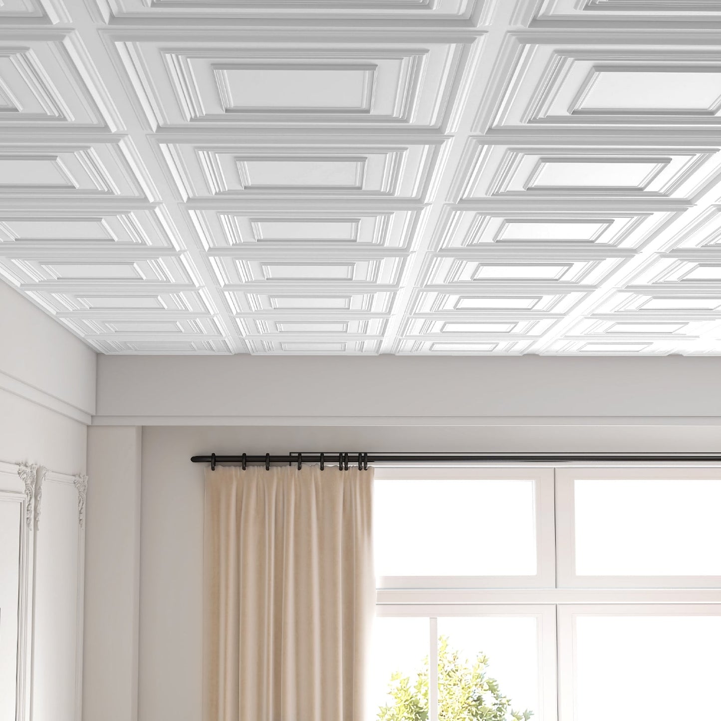 24" x 24" PVC Ceiling Tiles, 3D Decorative Patterns, 24-Pack, White Decorative Accessories at Gallery Canada