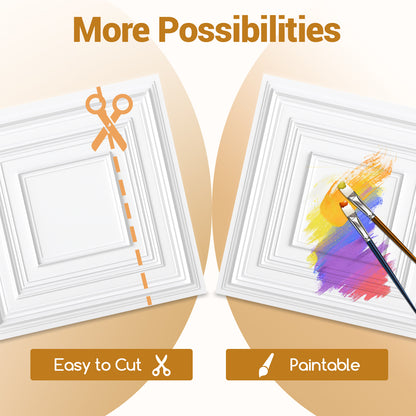 24" x 24" PVC Ceiling Tiles, 3D Decorative Patterns, 24-Pack, White Decorative Accessories at Gallery Canada