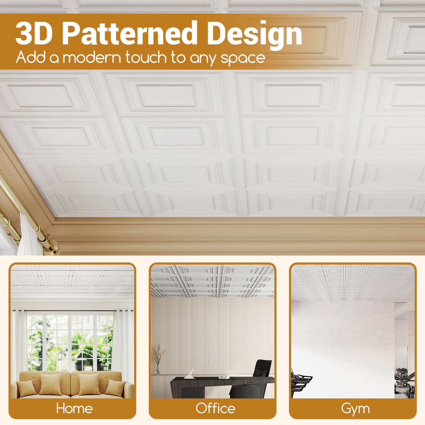 24" x 24" PVC Ceiling Tiles, 3D Decorative Patterns, 24-Pack, White Decorative Accessories at Gallery Canada