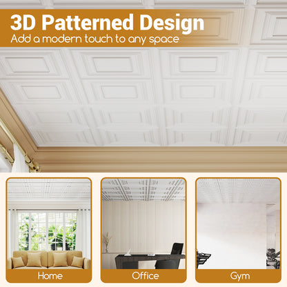 24" x 24" PVC Ceiling Tiles, 3D Decorative Patterns, 24-Pack, White Decorative Accessories at Gallery Canada