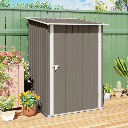 3.3' x 3.4' Outdoor Storage Shed, Galvanized Steel, Lockable Door, Brown and White Sheds at Gallery Canada
