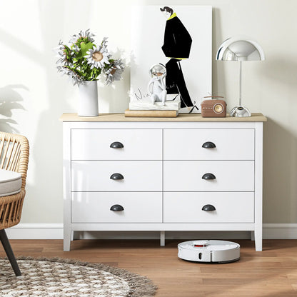 6 Drawer Dresser with Quiet Slides, Modern for Bedroom, White Storage Cabinets at Gallery Canada