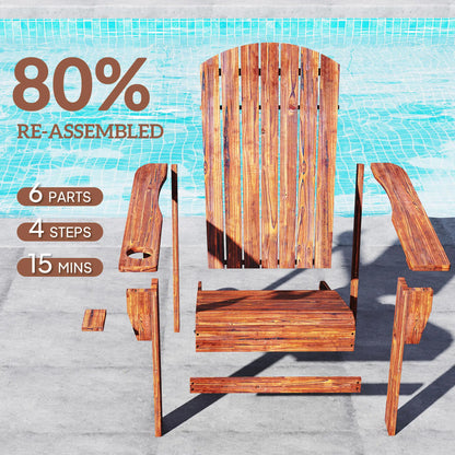 Classic Adirondack Chair, Garden Deck Chair with Cup Holder, Brown Patio Chairs at Gallery Canada