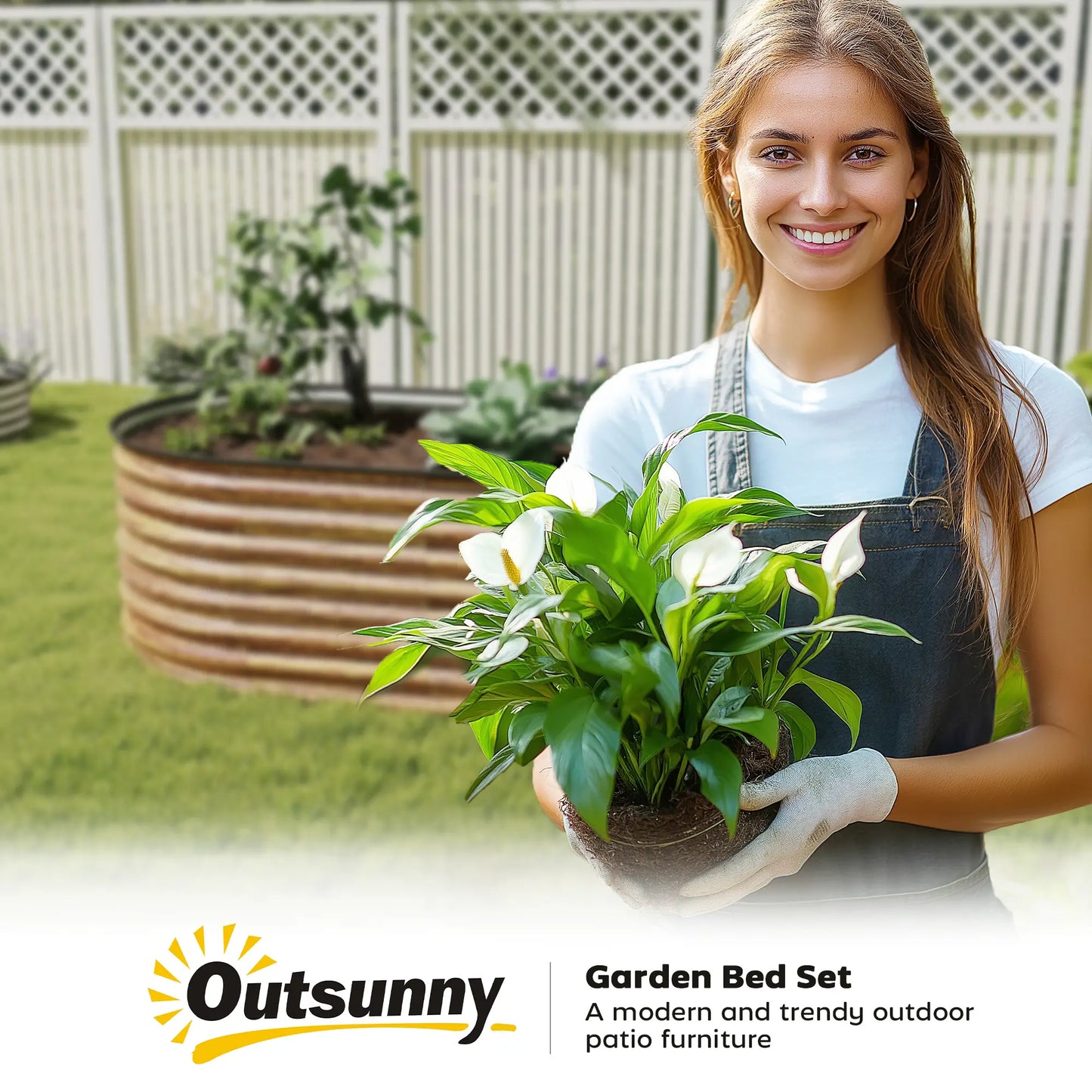 Galvanized Raised Garden Bed, 5 x 2.5 x 2 ft, Brown Wood Effect, Brown