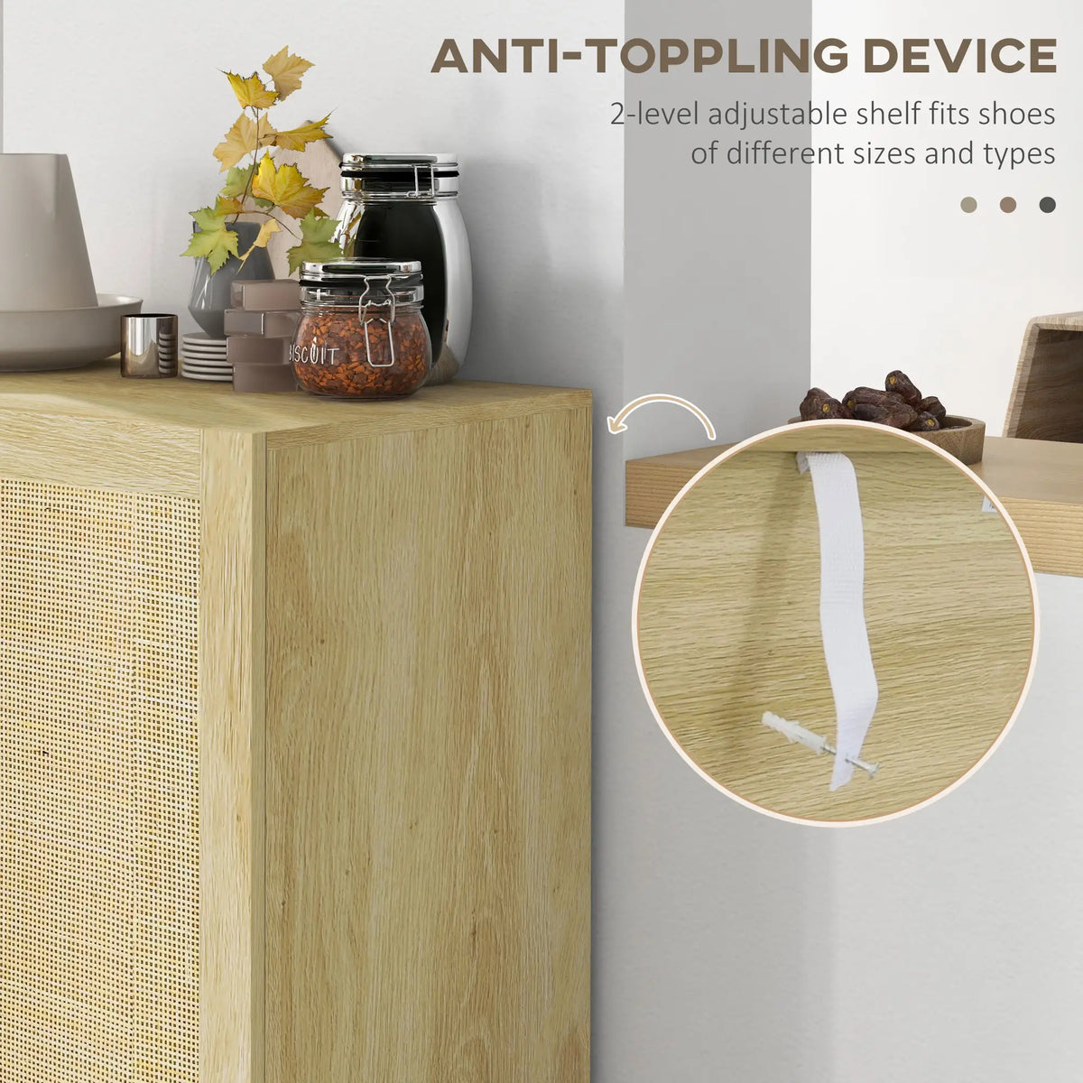 Boho Sideboard With Rattan Doors, Natural Storage Cabinets at Gallery Canada