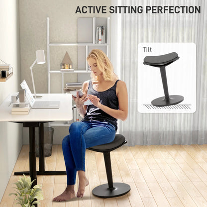 Standing Desk Stool, Ergonomic Wobble Chair, Adjustable Leaning Stool, Black Office Chairs at Gallery Canada