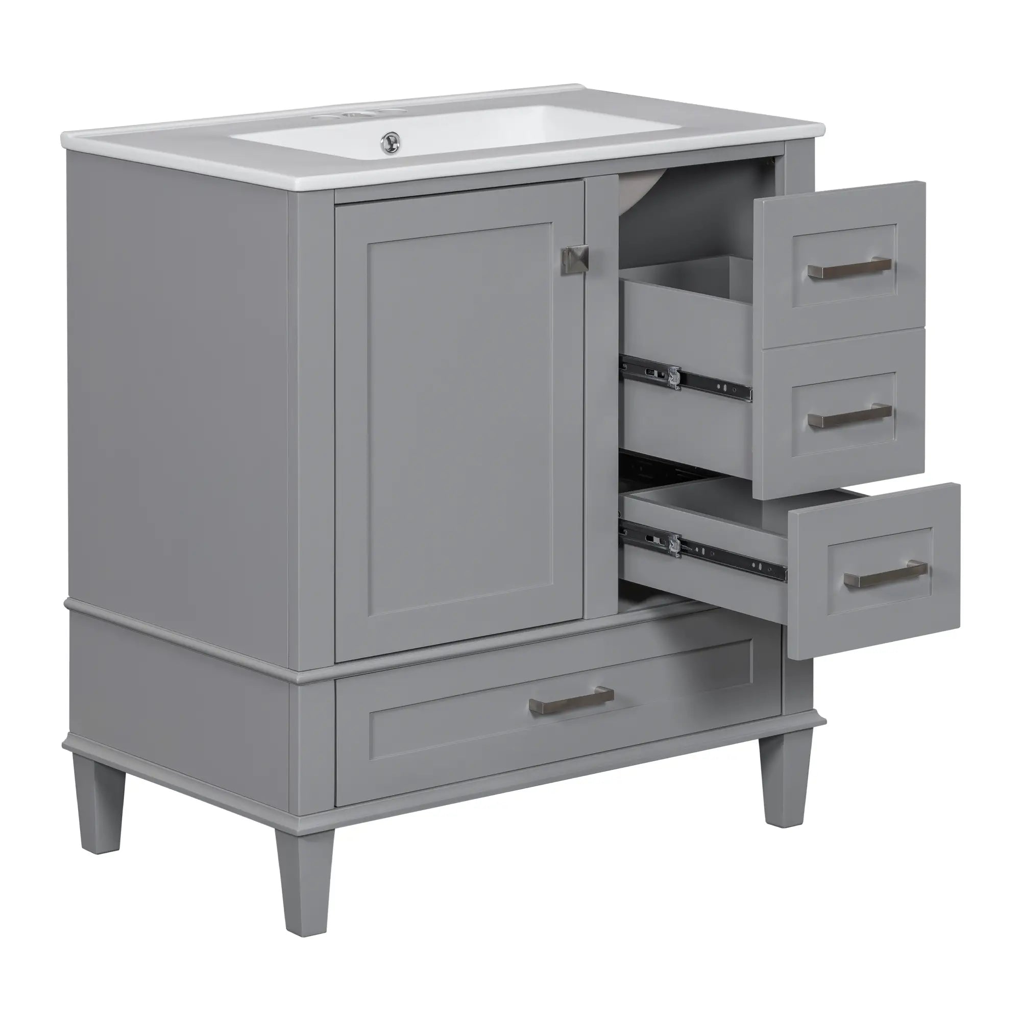 Bathroom Vanity with Sink, Solid Wood, Storage Cabinet, 30