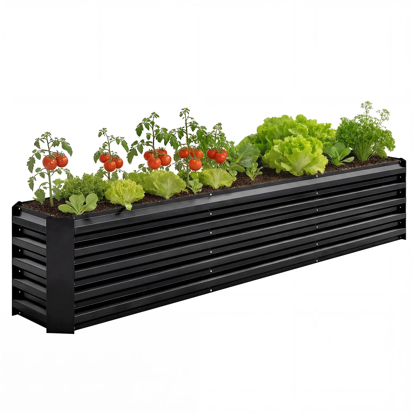 8 x 1.3 x 1.5ft Galvanized Raised Garden Bed, Reinforced Planter Box, Black Galvanized Planter Boxes at Gallery Canada
