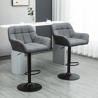 Swivel Barstools Set of 2, Adjustable Height, PU Leather, Grey Bar Stools at Gallery Canada