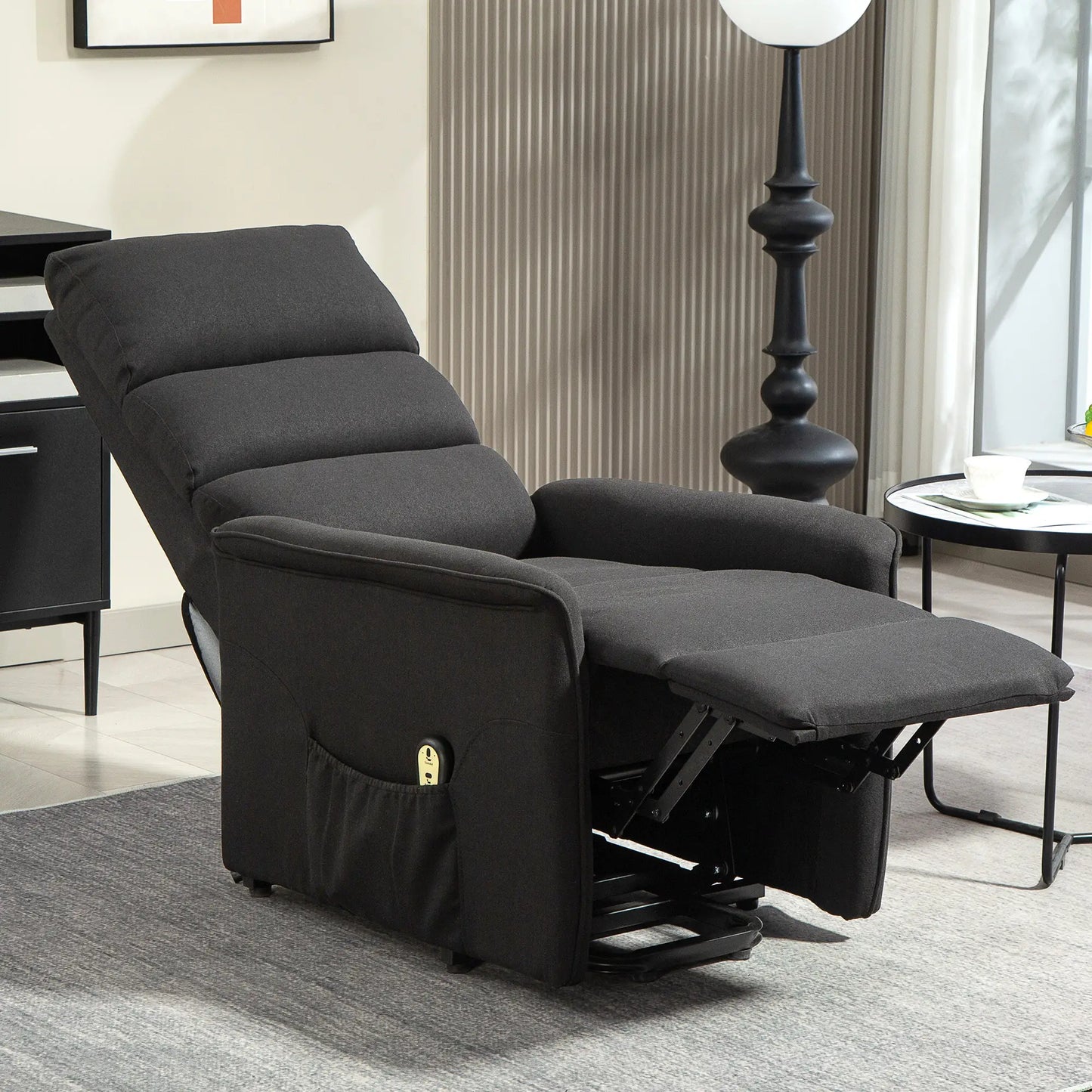 Power Lift Chair Recliner, Remote Control, Side Pockets, Black Sofas & Reclining Chairs at Gallery Canada