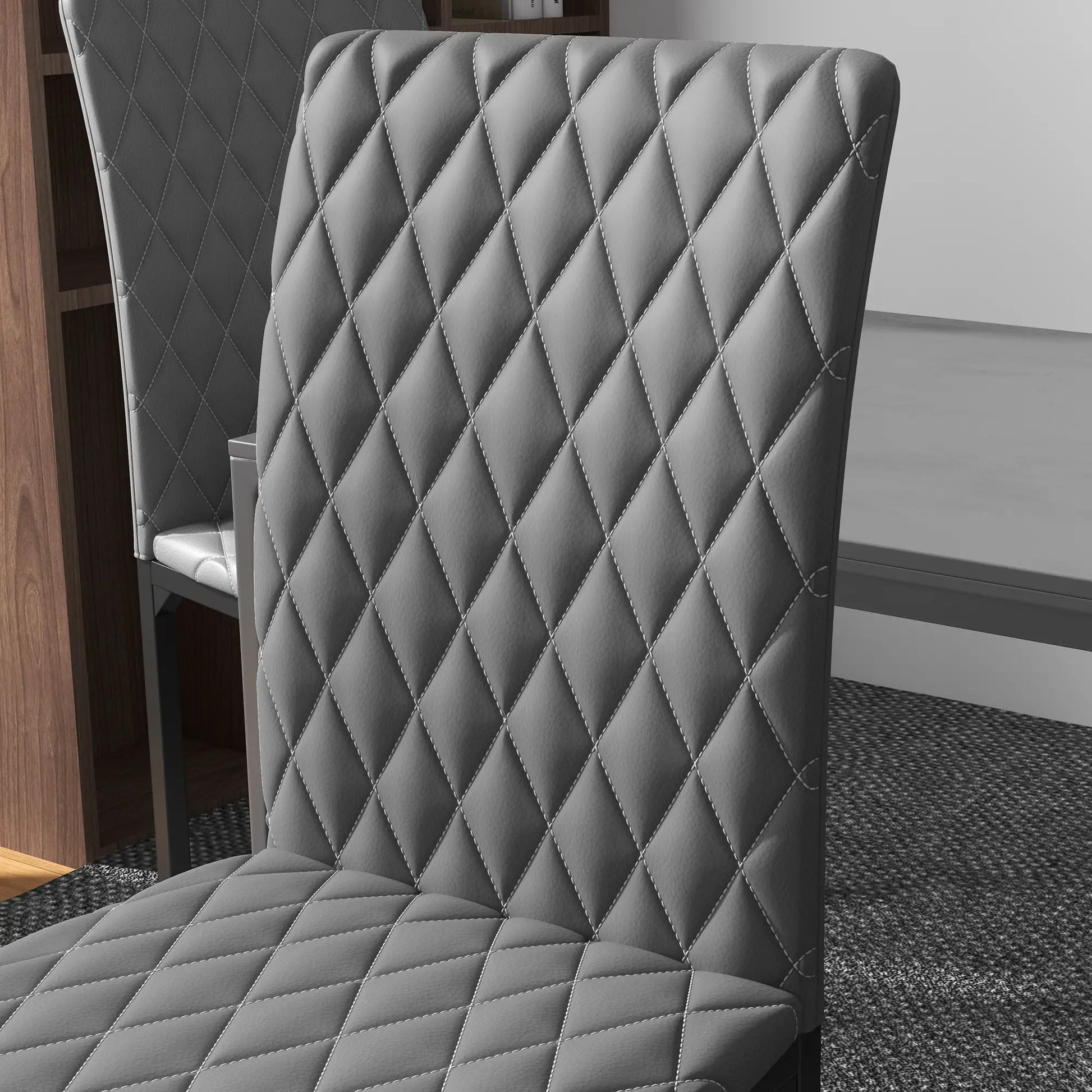 Modern Dining Chairs Set of 4, Tufted High Back, Upholstered Seat, Steel Legs Bar Stools at Gallery Canada