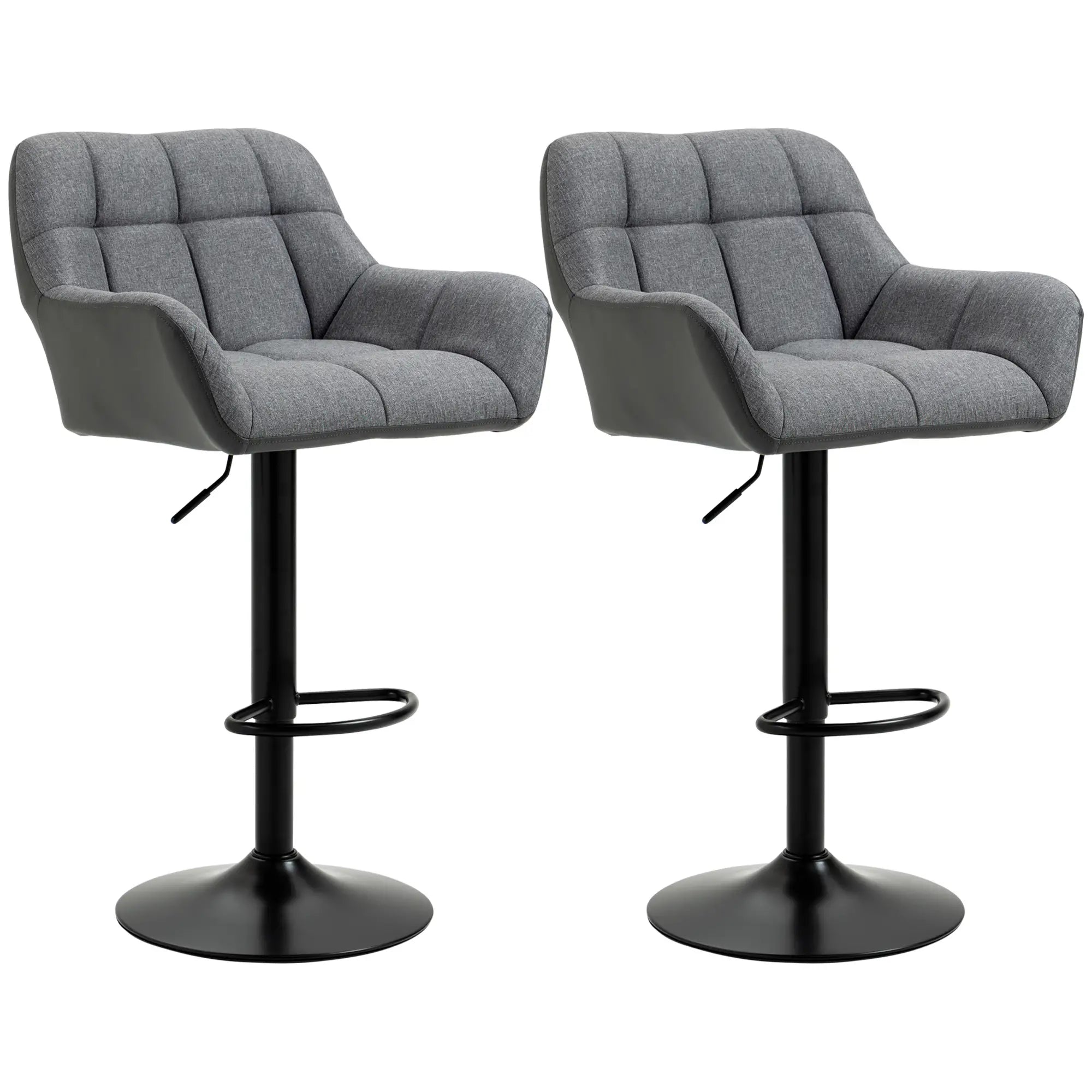 Swivel Barstools Set of 2, Adjustable Height, PU Leather, Grey Bar Stools at Gallery Canada