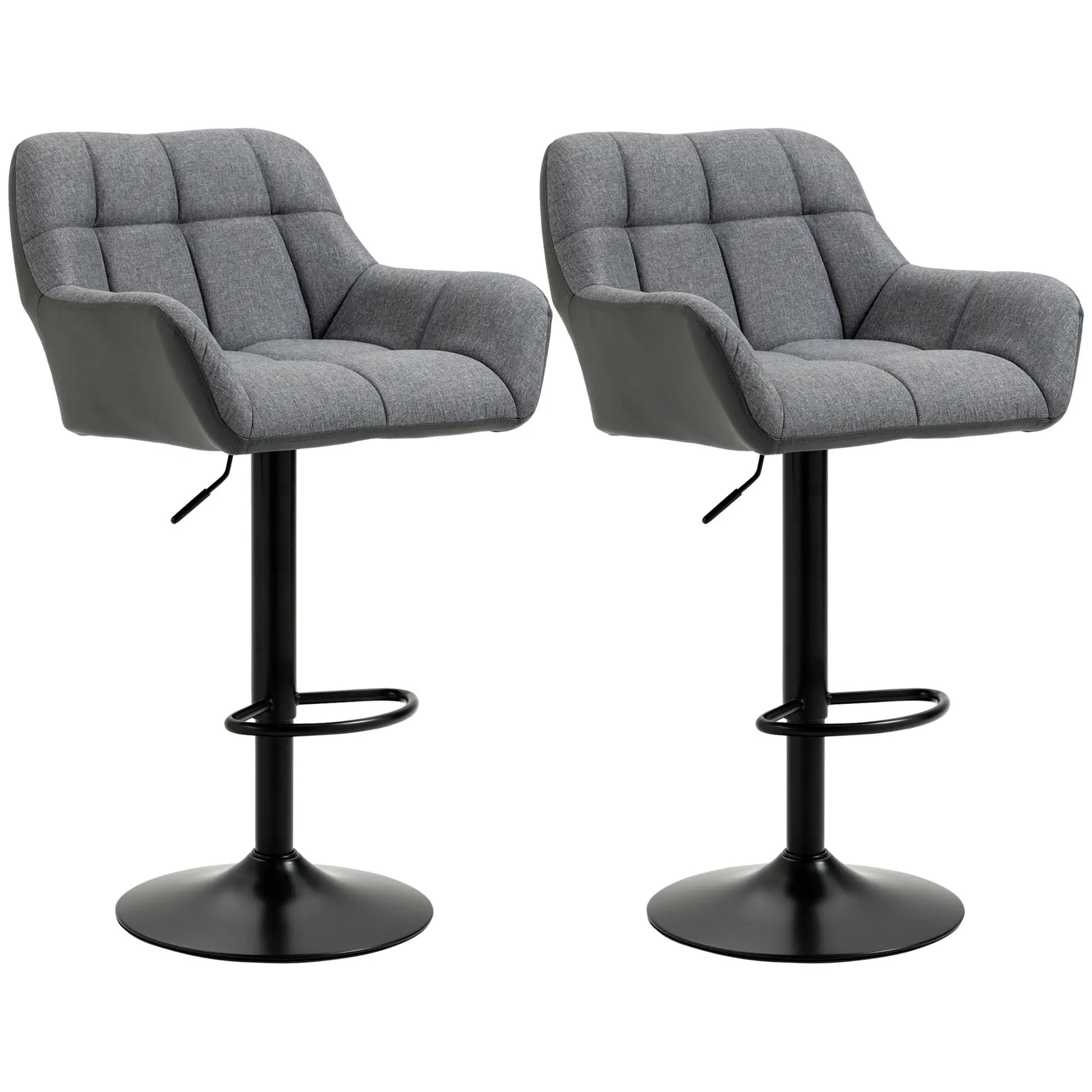Swivel Barstools Set of 2, Adjustable Height, PU Leather, Grey Bar Stools at Gallery Canada