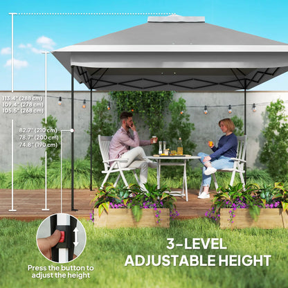 11' x 11' Pop Up Gazebo, Double Roof Foldable Canopy Tent, Dark Grey Pop Up Canopies at Gallery Canada
