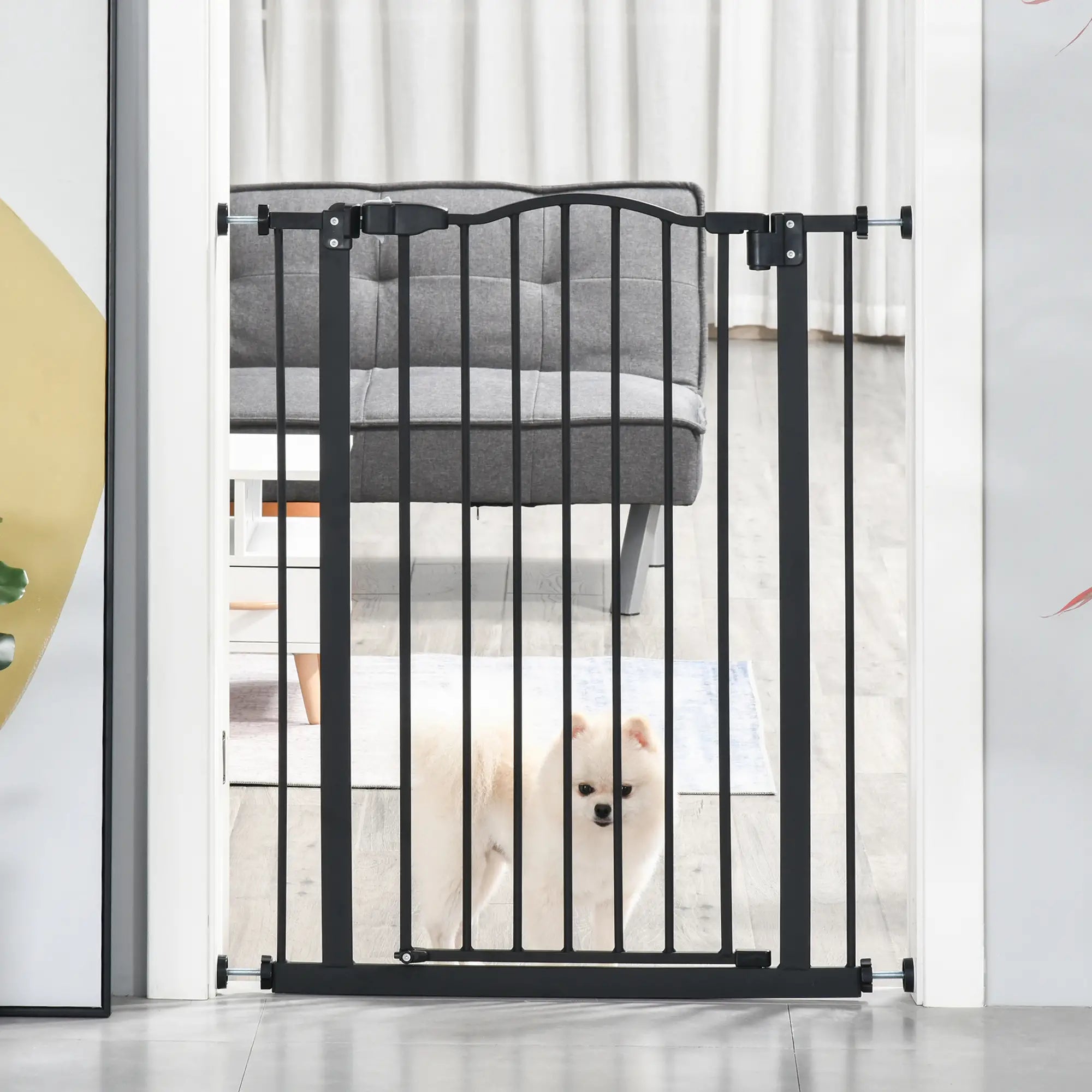 Extra Tall Dog Gate with Door, Pressure Fit, Auto Close, 29-32