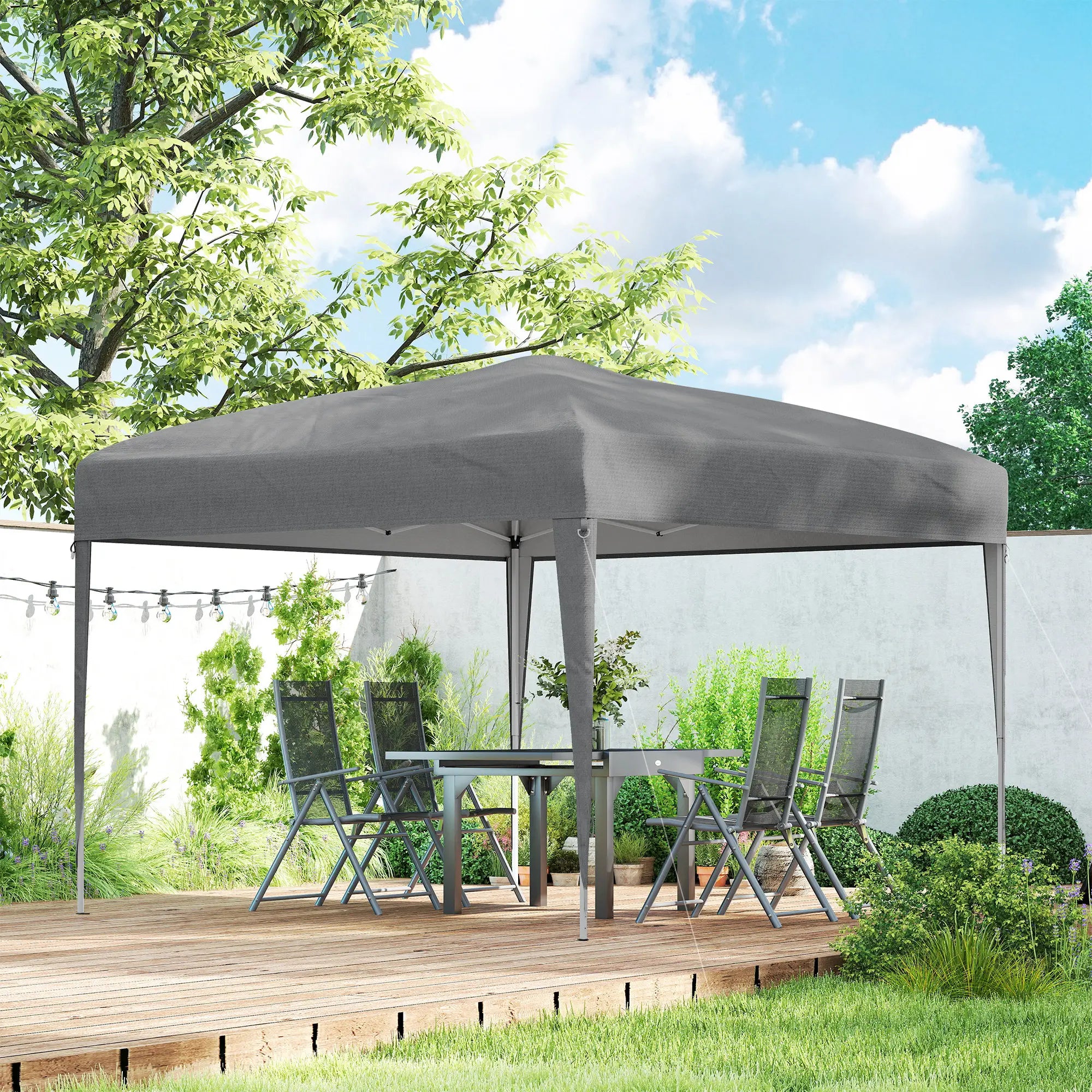 10 x 10ft Folding Pop Up Tent, Outdoor Gazebo Canopy, Grey Pop Up Canopies at Gallery Canada