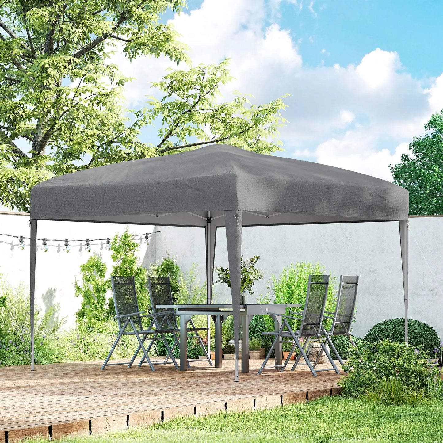 10 x 10ft Folding Pop Up Tent, Outdoor Gazebo Canopy, Grey Pop Up Canopies at Gallery Canada