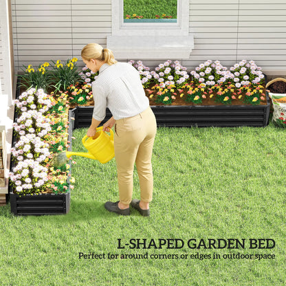 L-Shaped Raised Garden Bed, 82" x 109" x 12", Black Galvanized Steel Planter Box, Black Galvanized Planter Boxes at Gallery Canada