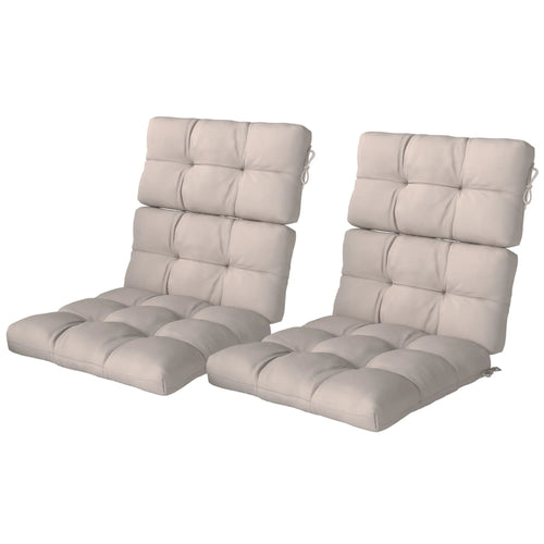 2-Piece Back Seat Cushion Set, Outdoor Patio Chair, Button Tufted, Beige