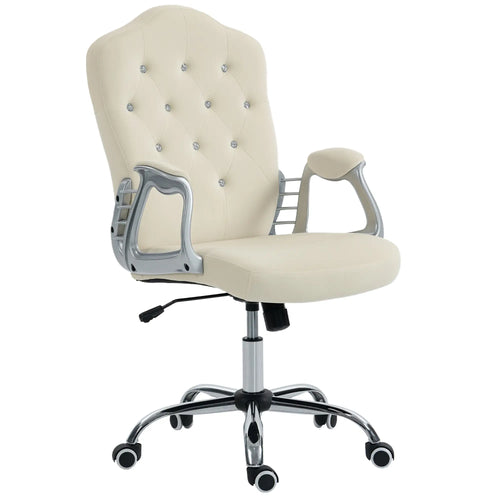 Velvet Office Chair, Swivel Wheels, Adjustable Height, Tilt Function, Beige