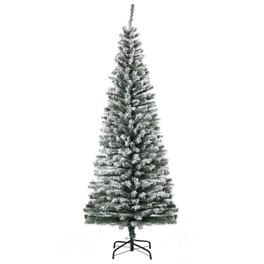 6ft Flocked Pencil Christmas Tree, Realistic Branch Tips, Green Pencil Christmas Trees Green at Gallery Canada