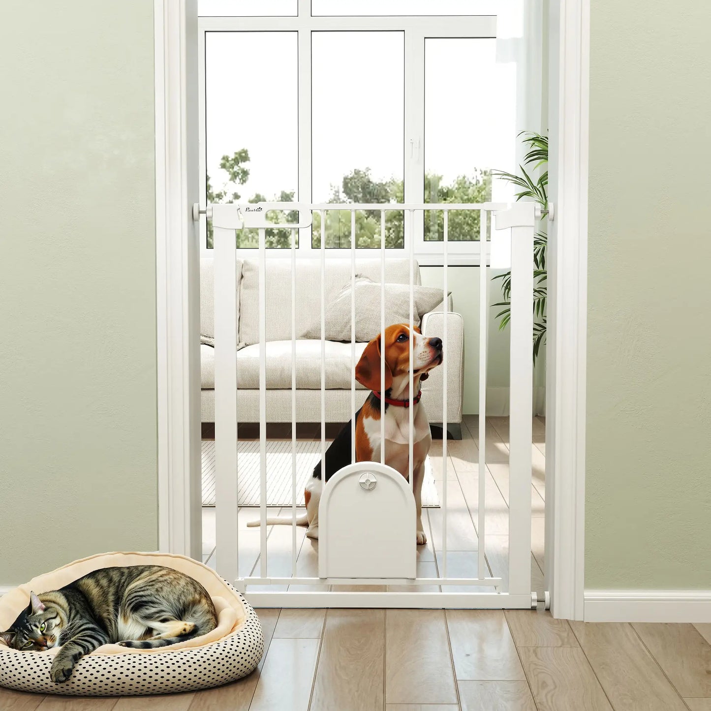 30"-32" Extra Wide Pet Gate, 35"H, Small Door, White Houses, Kennels & Pens at Gallery Canada