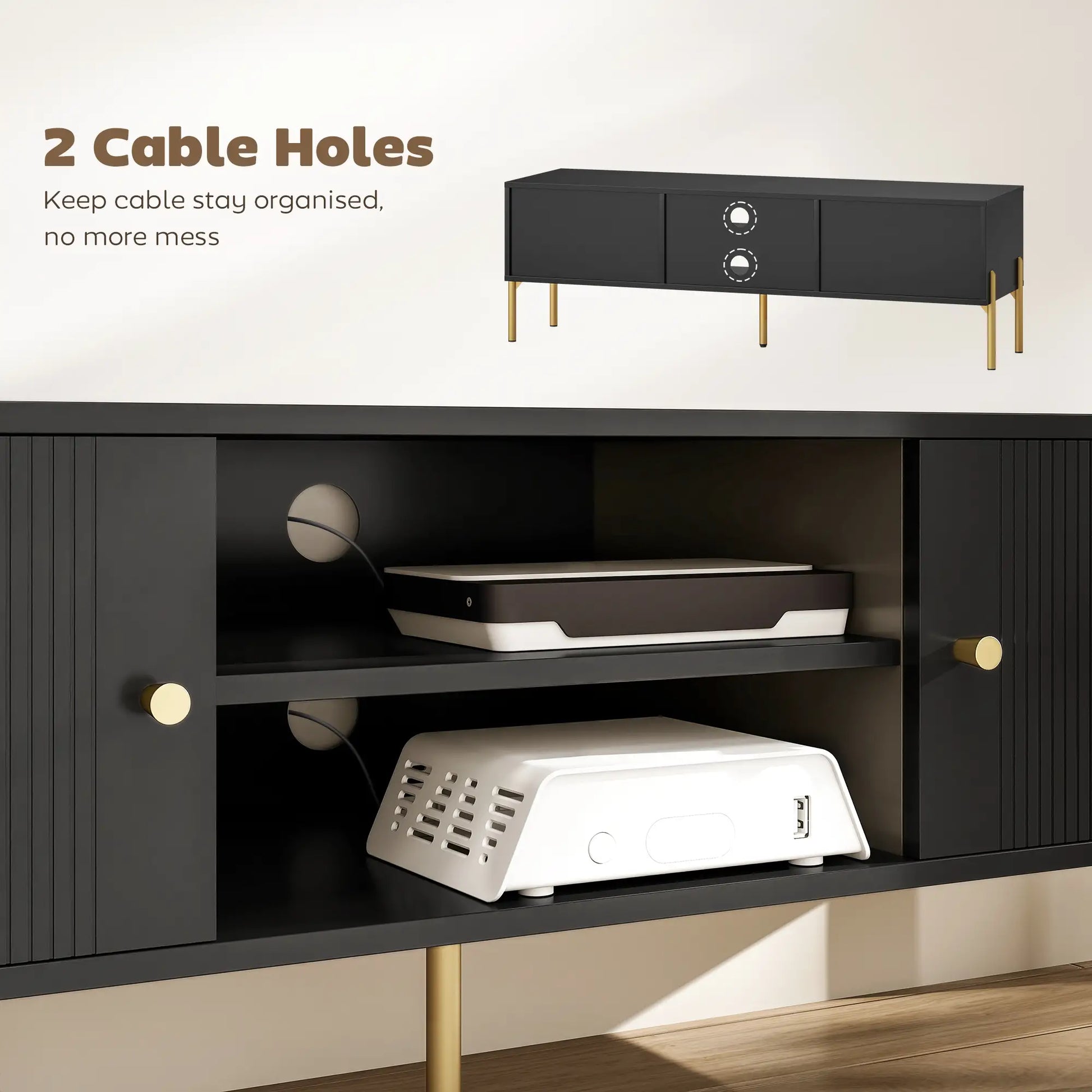 TV Stand for 65 Inch TVs, Entertainment Center with Shelves, Black TV Stands at Gallery Canada