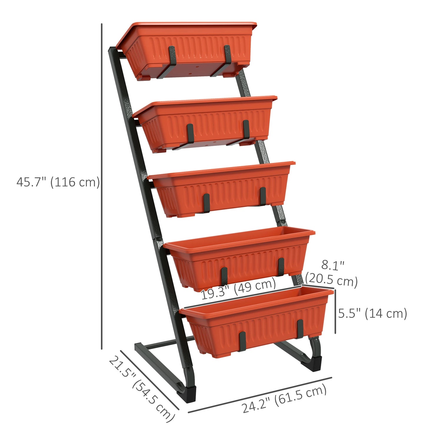 5-Tier Vertical Garden Planter, 5 Container Boxes, Outdoor Plant Stand, Red Plant Stands at Gallery Canada
