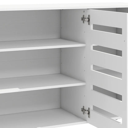 3-Door Shoe Cabinet, 3-Tier Adjustable Shelves For 15 Pairs, White