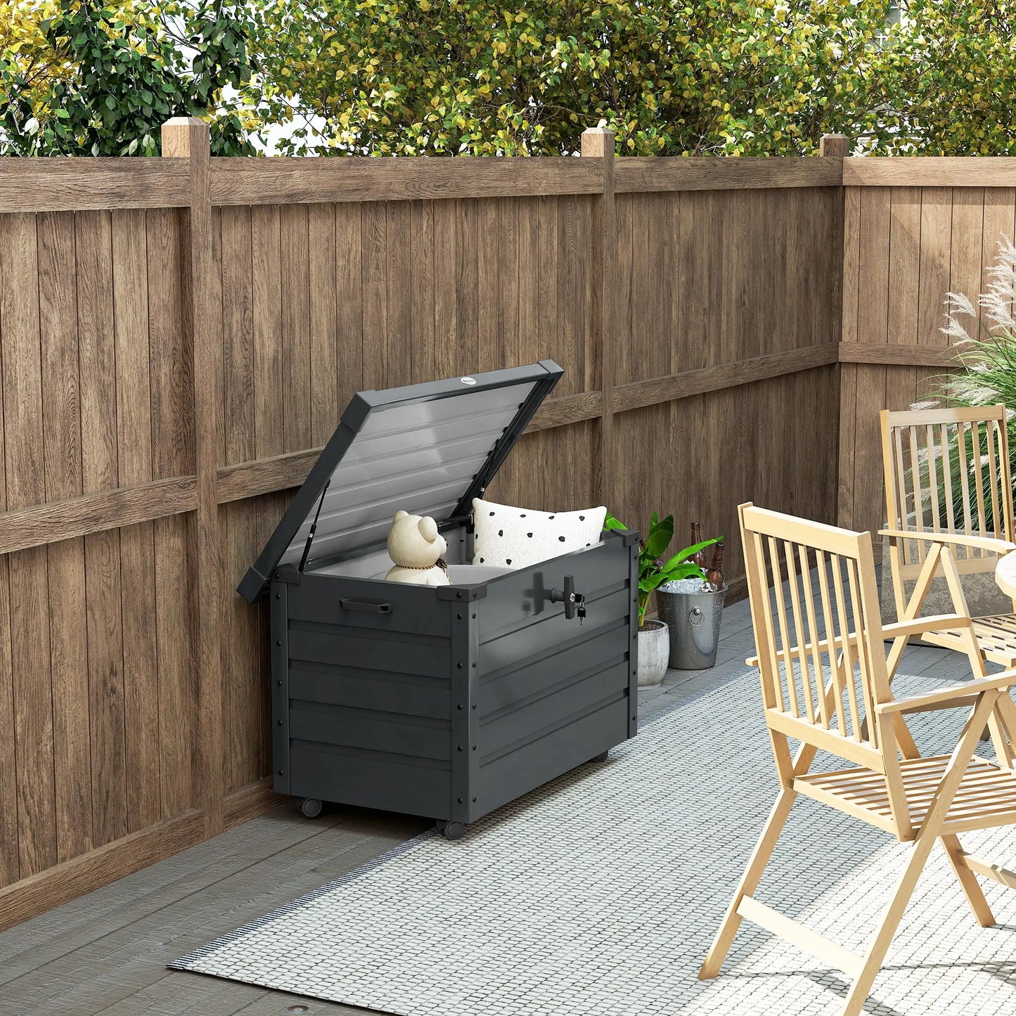 78 Gallon Waterproof Outdoor Storage Box With Wheels, Dark Grey Patio Storage Boxes at Gallery Canada