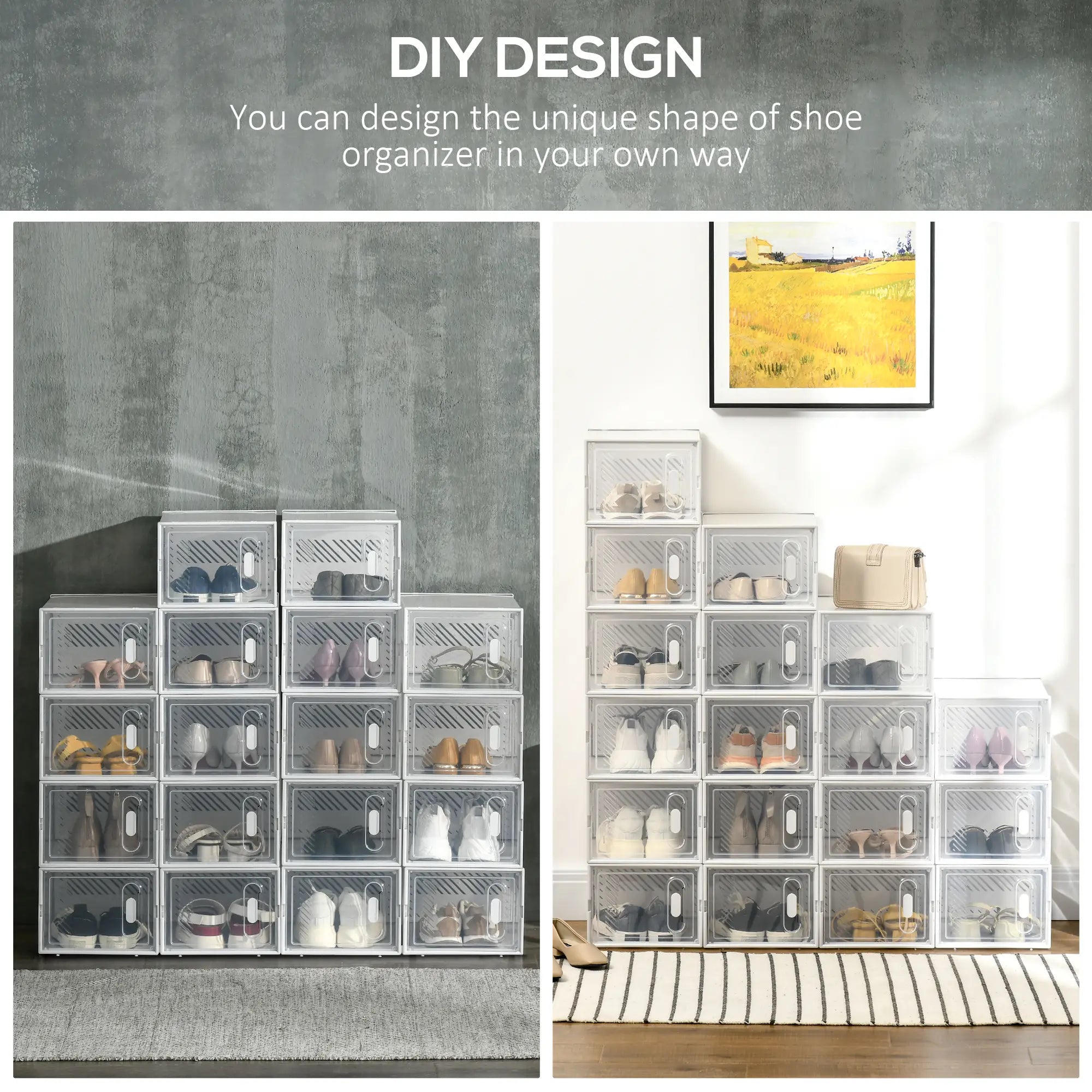 18 Pack Shoe Storage Boxes, Clear Plastic Stackable Organizers Shoe Storage Cabinets & Racks at Gallery Canada